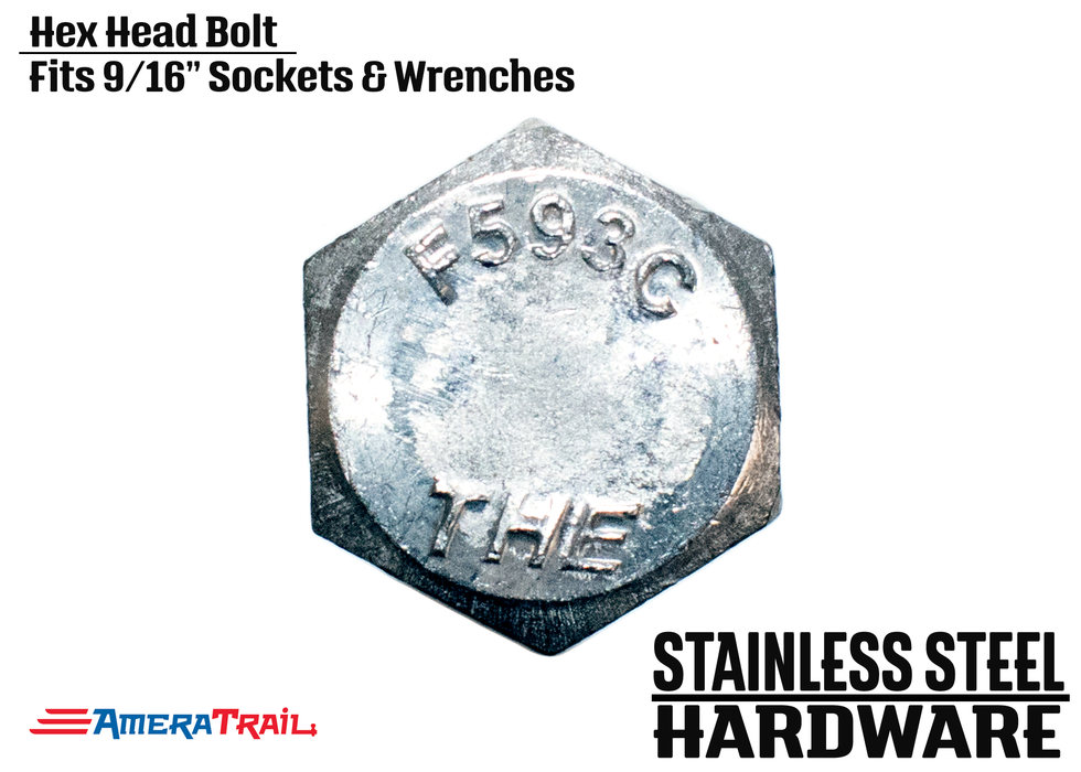 Stainless Steel Bolt 3/8 x 3 1/8", Hex Head - Available w/ Nut and Washer Hardware