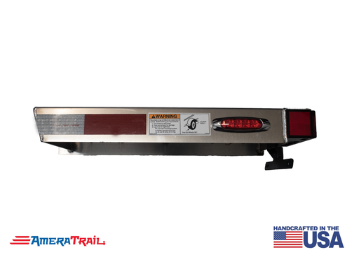 Deluxe Rear 22" / 28" PORT Side / Left Side - Channel Trailer Step , Secures Fender, Includes Non Skid  Reflective Tape, and Led Light
