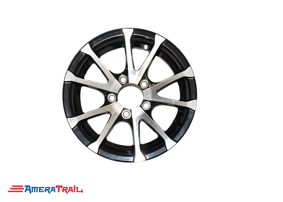 14" 5 Lug Avalanche Black & Silver Trailer Rim - 5 on 4.5" Lug Pattern - 5.5" Width