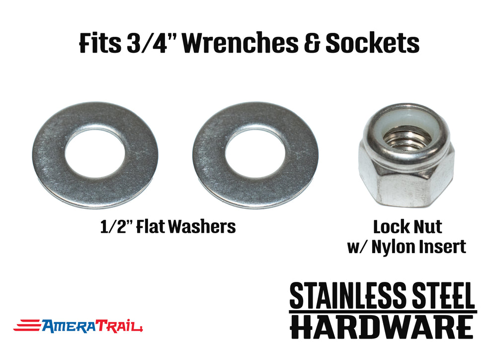 Stainless Steel Bolt 1/2 x 1 3/4", Hex Head - Available w/ Nut and Washer Hardware