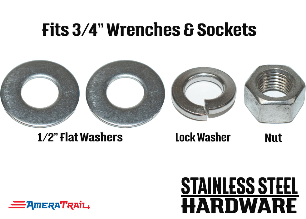 Stainless Steel Bolt 1/2 x 2", Hex Head - Available w/ Nut and Washer Hardware
