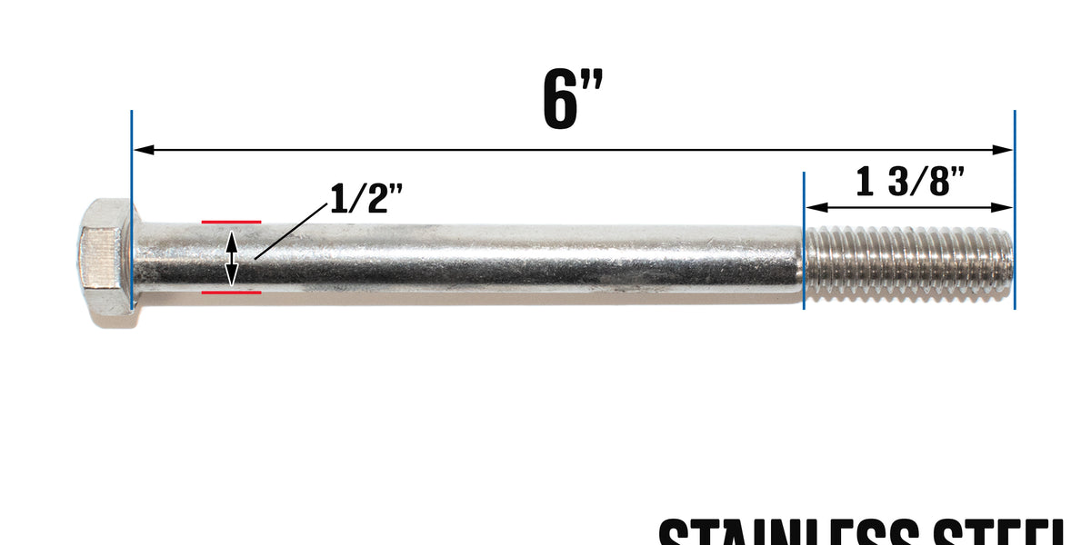 2"-13 X 6" Stainless Steel Hex Head Bolt (Quantity of 1) - 1