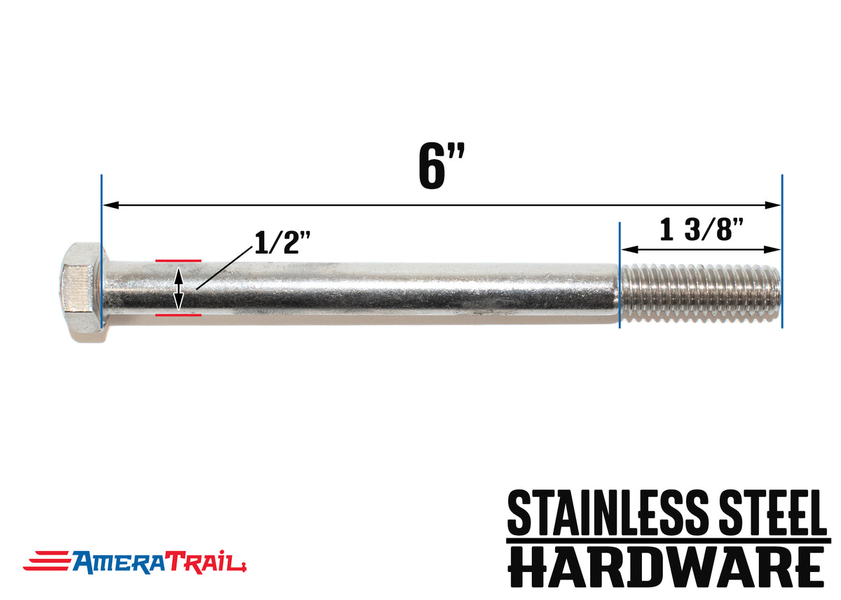 2"-13 X 6" Stainless Steel Hex Head Bolt (Quantity of 1) - 3