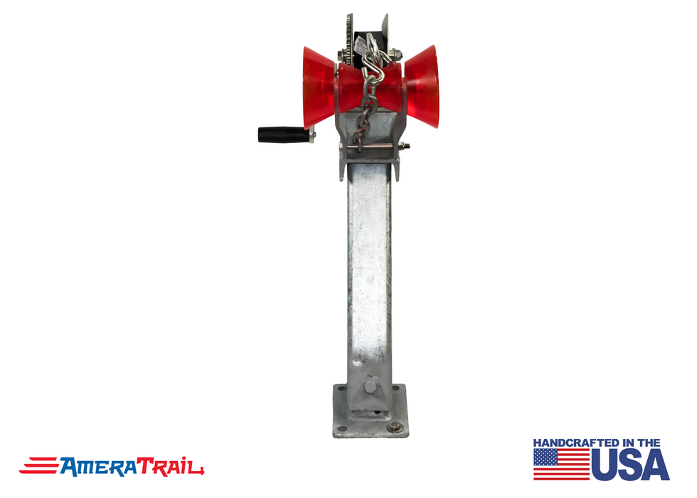 Adjustable Bow Stop Winch Combo, 10° Lean Adjusts from 20" to 30" - Available w/ Fulton 1500lb Winch and Stoltz Roller (PLEASE ALLOW 3-5 BUSINESS DAYS FOR PRODUCTION)