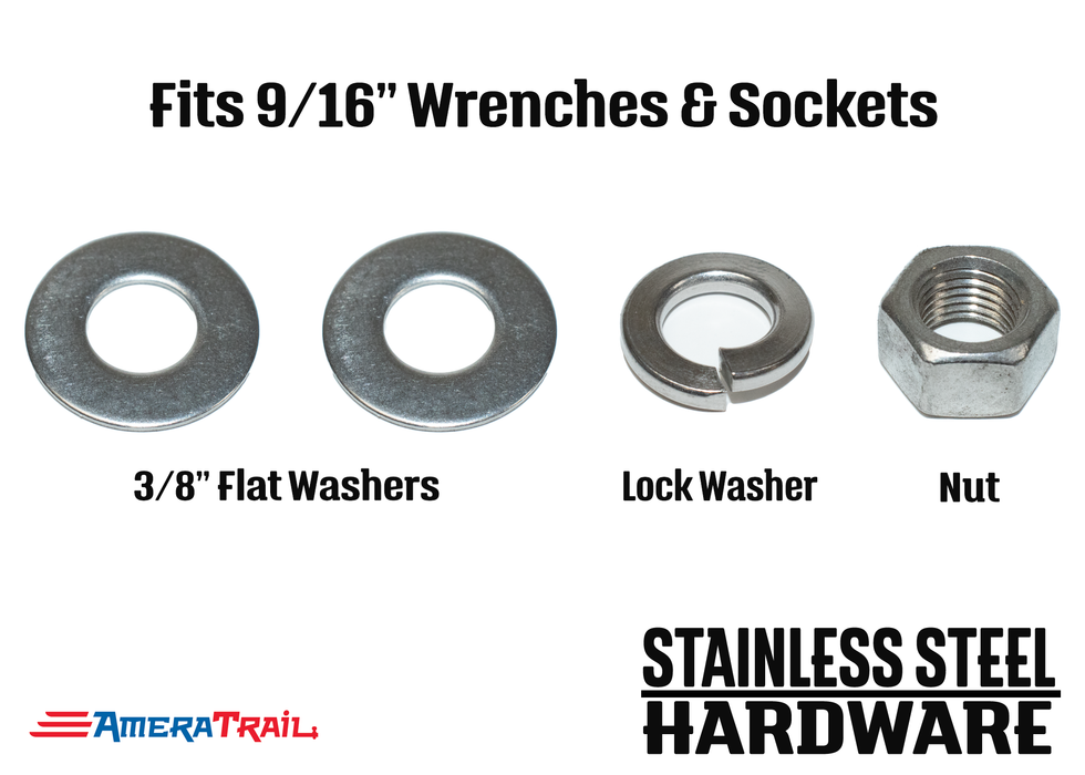 Stainless Steel Bolt 3/8 x 3 1/8", Hex Head - Available w/ Nut and Washer Hardware