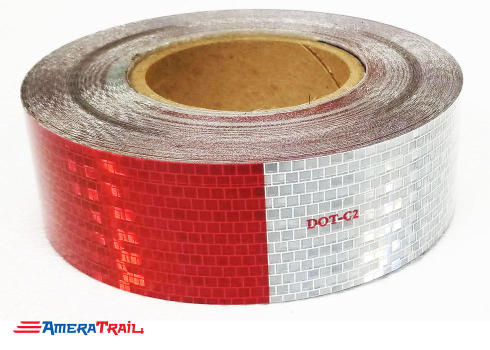 Red & White Reflective Tape Sold by the Foot, True 10 Year Stick + Relfective, DOT Compliant, 6" Red / White x  2" Tall