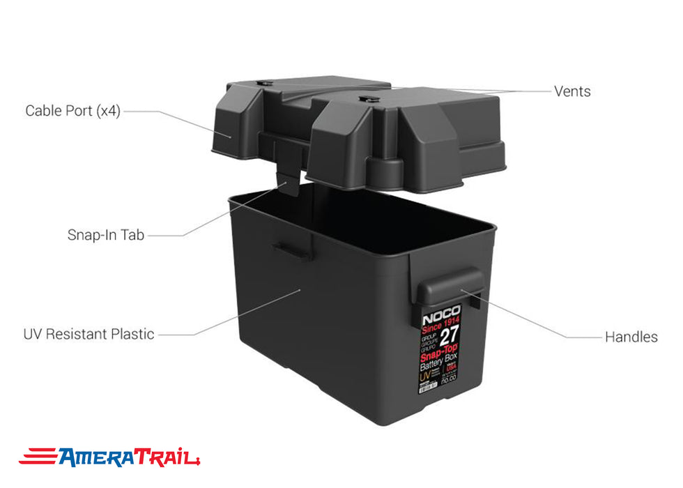 Electric Over Hydraulic Battery Box, UV Resistant Black w/ Strap - NOCO